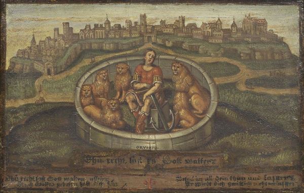 Scuola tedesca del XVII secolo - Allegoria (Daniele nella fossa dei leoni)