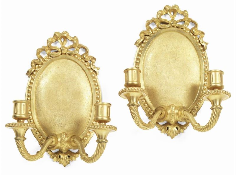 Coppia di Appliques in Bronzo Dorato Carlo X