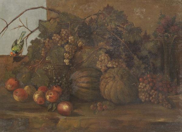 Ignoto del XIX secolo - «Natura morta con zucche» e «Natura morta con uva e cocomero»