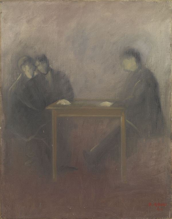 Ottone Rosai - Interno con figure