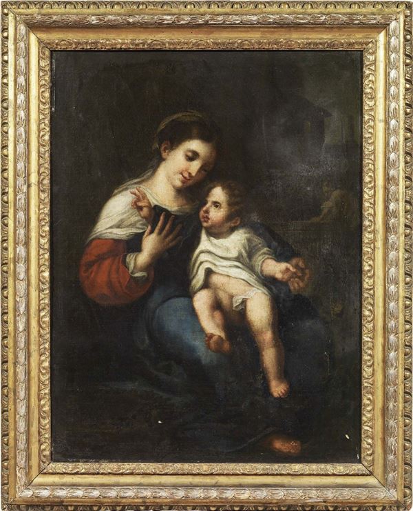Scuola emiliana del XVII secolo - Madonna col Bambino e Giuseppe falegname