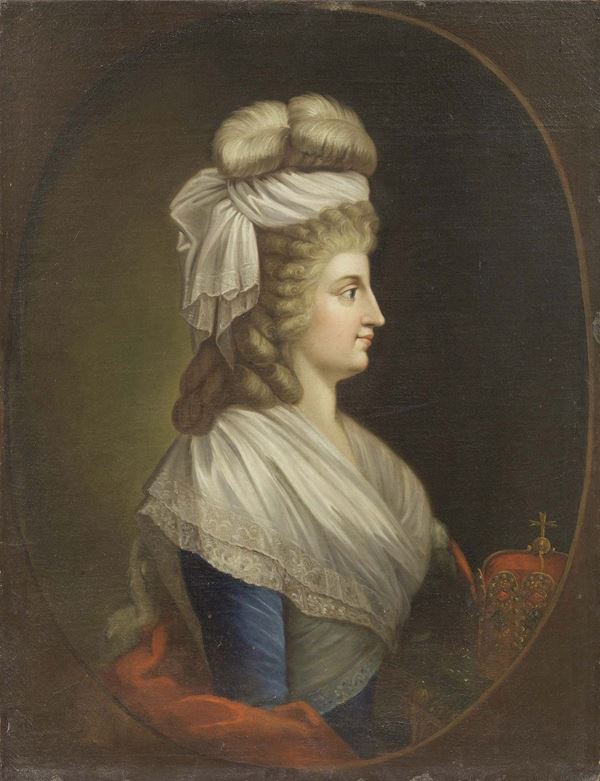 Scuola francese fine XVIII secolo - Ritratto di profilo della Regina Maria Antonietta