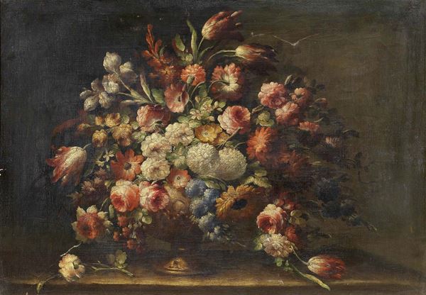 Scuola toscana del XVIII secolo - Natura morta con fiori
