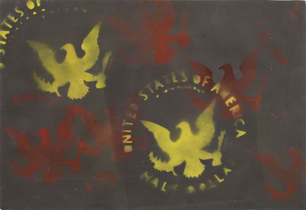 Franco Angeli : Half dollar  (1984-85)  - Smalto su carta - Asta ARTE MODERNA E CONTEMPORANEA - I - Casa d'aste Farsettiarte