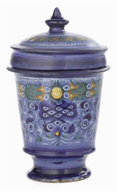 Barattolo in Maiolica Policroma con Coperchio