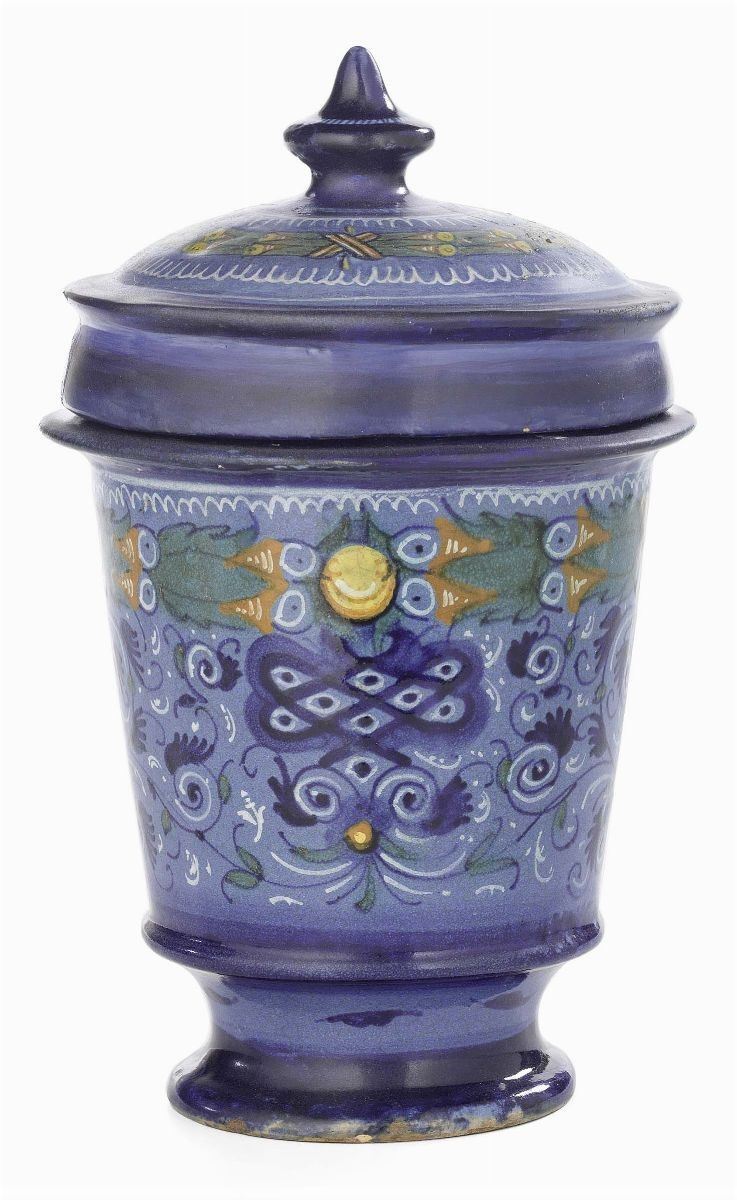 Barattolo in Maiolica Policroma con Coperchio