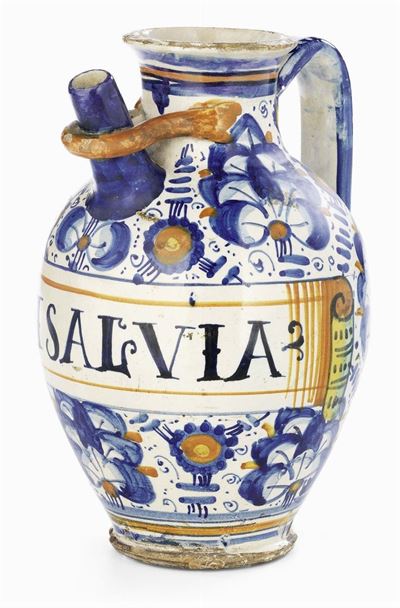 Brocca da Sciroppo in Maiolica Policroma