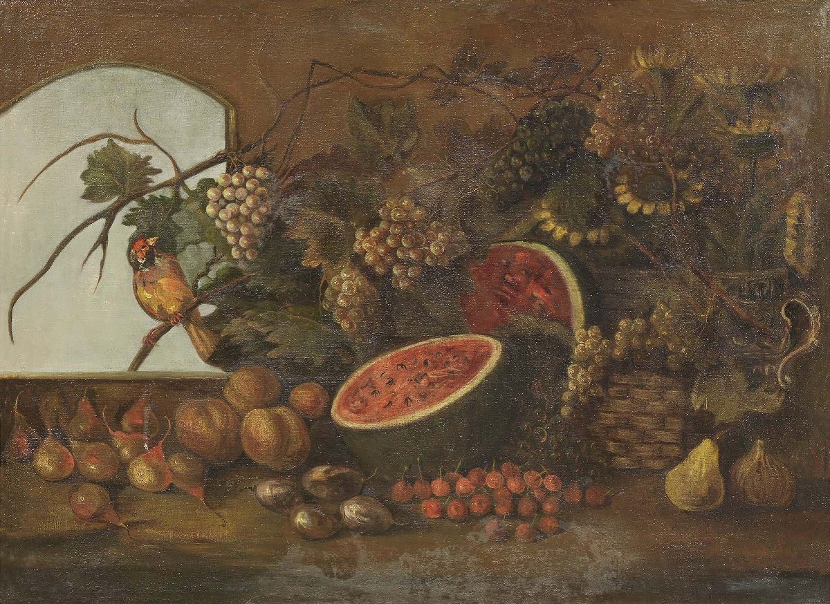 Ignoto del XIX Secolo - «natura Morta con Zucche» e «natura Morta con Uva e Cocomero»