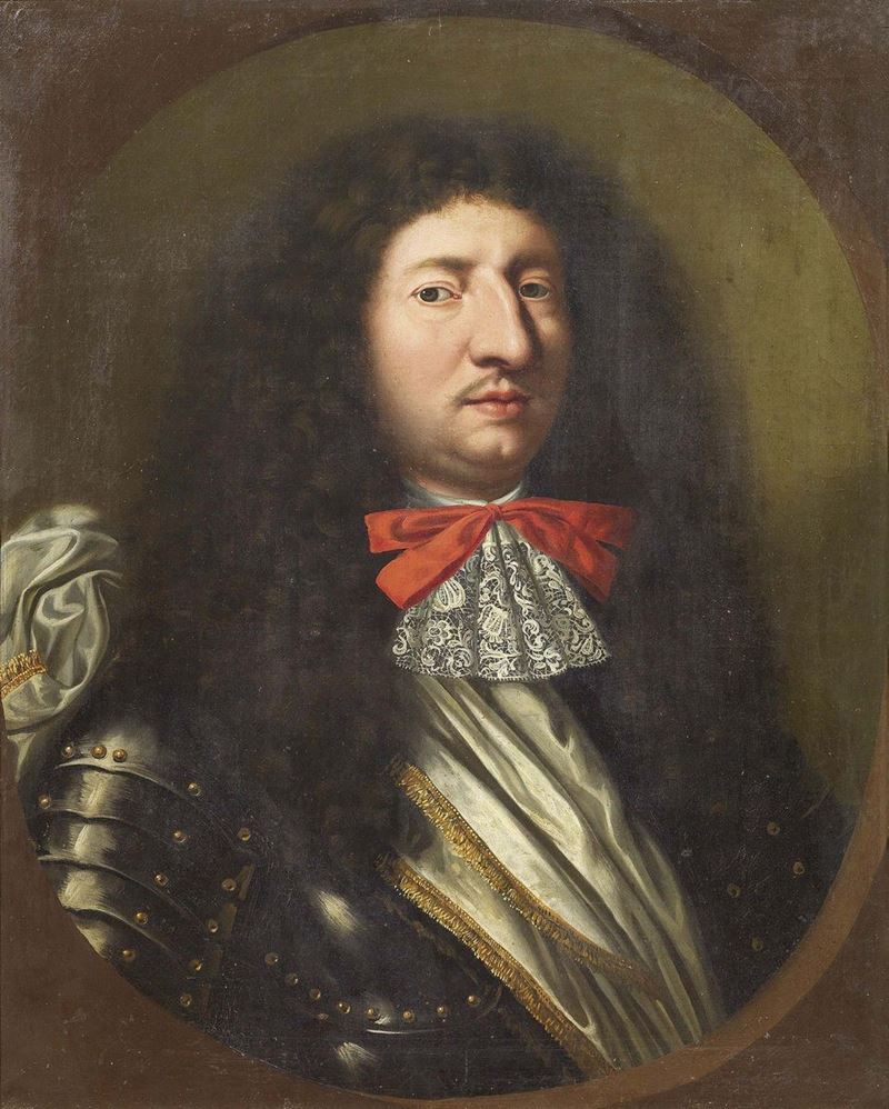 Scuola Francese Fine XVII Secolo - Ritratto di Gentiluomo con Corazza
