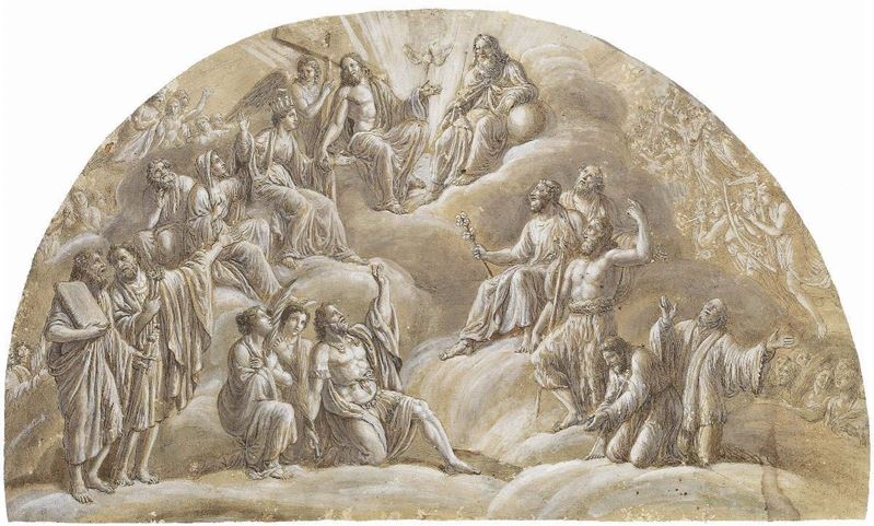 Ignoto Neoclassico del XVIII Secolo - Trionfo di Cristo con Padreterno e Santi