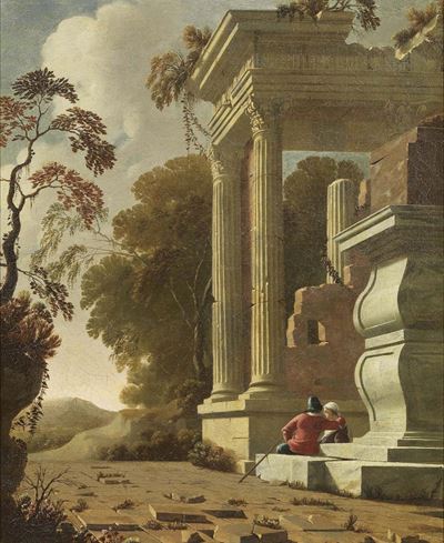Architetture con Monumento Sepolcrale e Figure