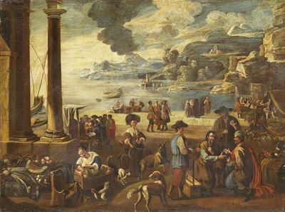 Scena di Mercato in un Porto