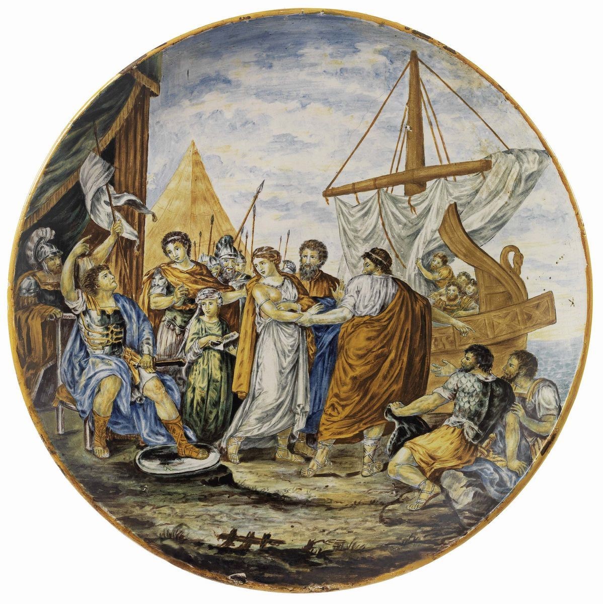 Coppia di Piatti in Maiolica Policroma