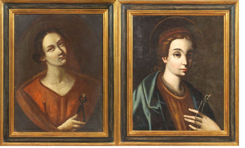 Scuola Italiana Fine XVII Secolo - Due Dipinti Raffiguranti «santa Apollonia»