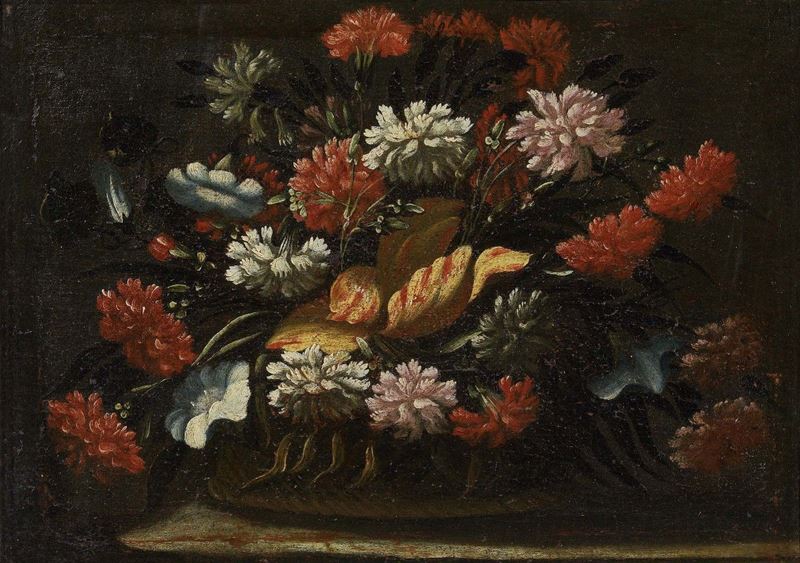 Scuola Nord Italia del XVII Secolo - Natura Morta con Fiori e Cesta
