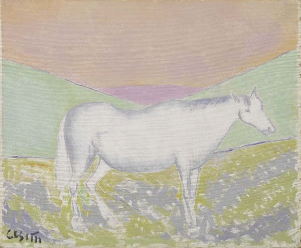 Giuseppe Cesetti - Cavallo con cielo rosa