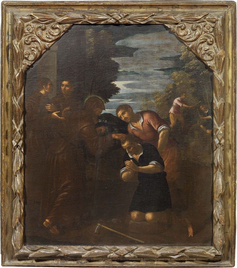 Scuola Veneta del XVII Secolo - Santo che Risana un Villico