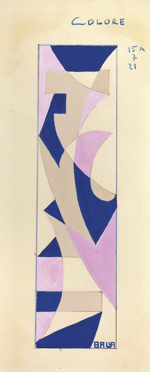 Giacomo Balla - Forme-Volume (Disegno per sciarpa)