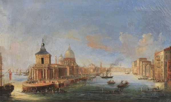 Scuola veneta fine XIX secolo - «Veduta della Punta della Dogana e La Salute» e «Veduta del Canal Grande con San Marco»