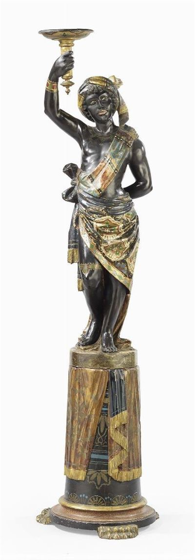 Scultura Policroma in Legno Intagliato e Dorato