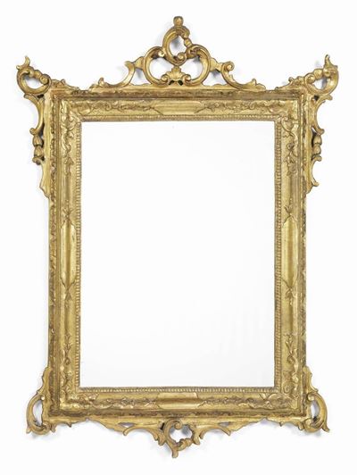 Specchiera in Legno Intagliato e Dorato