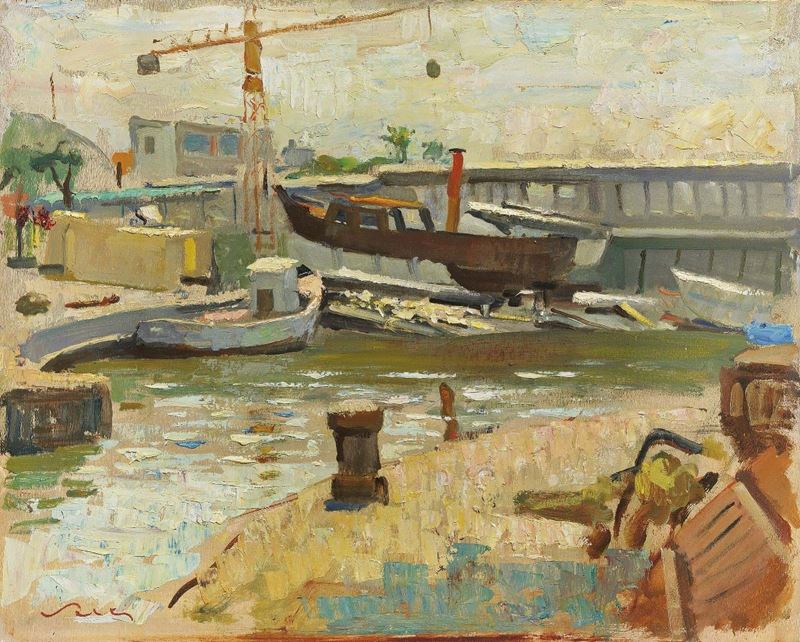 Giulio Salti - Mattino in Darsena - Viareggio