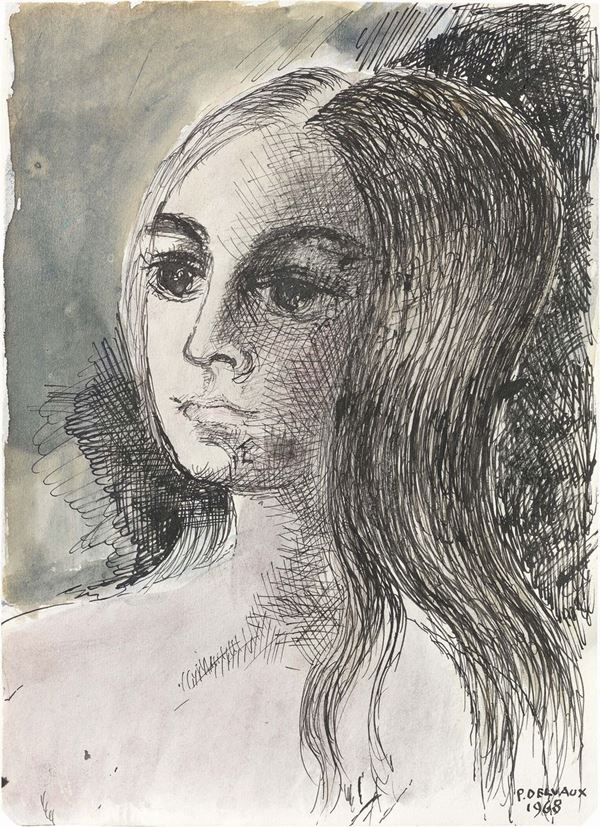 Paul Delvaux - Portrait de femme