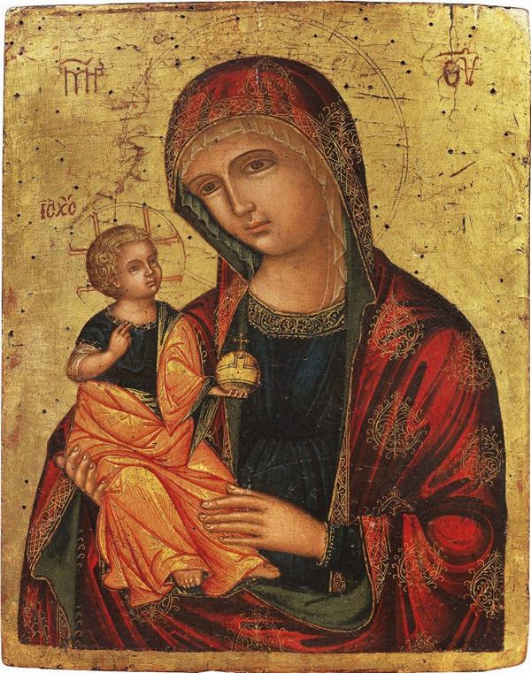 Scuola veneziana fine del XIV secolo - Madonna col Bambino