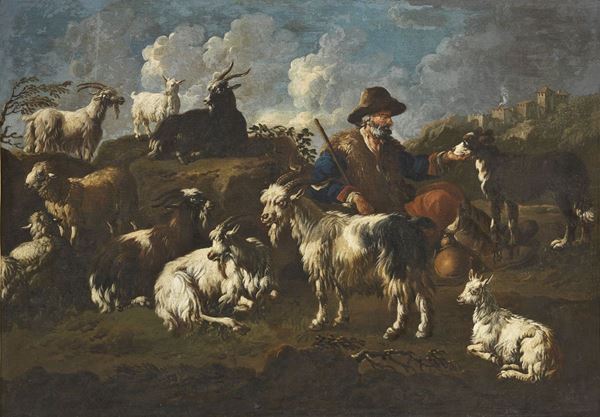 Philip Peter Roos, detto Rosa da Tivoli - Paesaggio con pastore e armenti