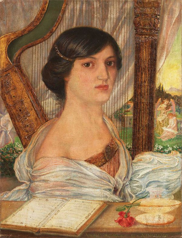 Guido Nincheri : Figura di donna  (1907)  - Olio e tecnica mista su tela - Auction PARADE II - XIX AND XX CENTURY PAINTINGS AND SCULPTURES - Casa d'aste Farsettiarte