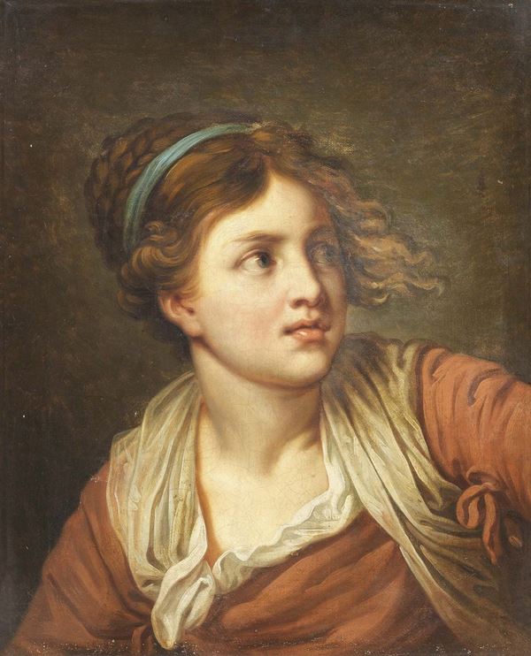 Jean Baptiste Greuze (studio di) - Testa di giovinetta al vento