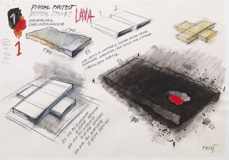 Fabrizio Plessi - Lava Project Digital Stones