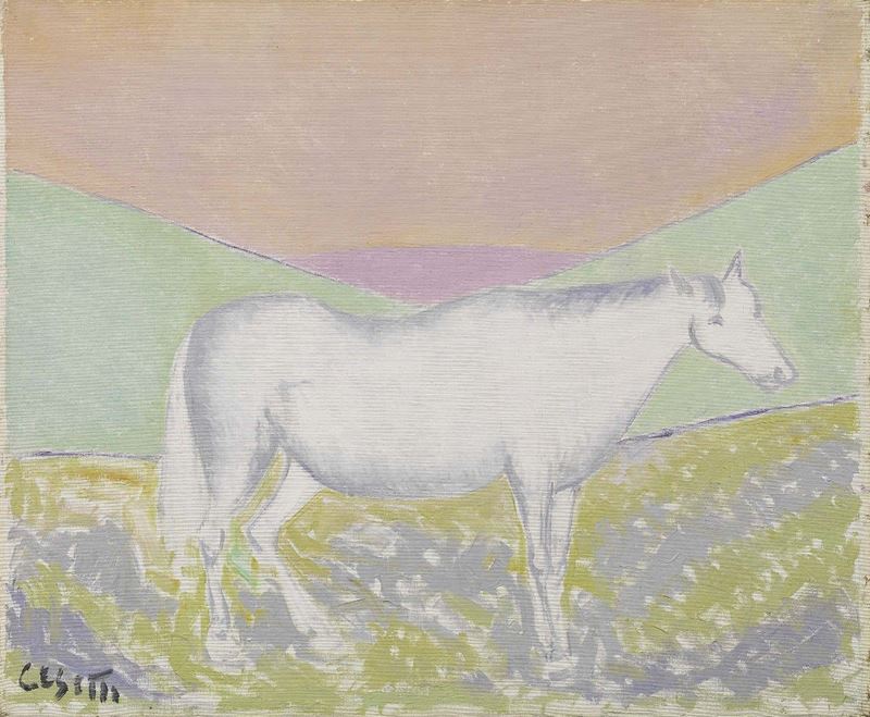 Giuseppe Cesetti - Cavallo con Cielo Rosa