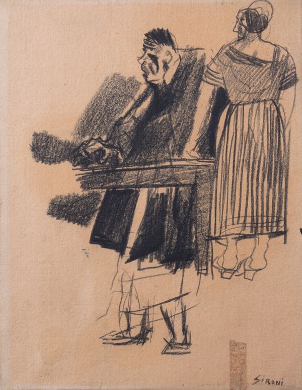 Mario Sironi : Figure  - Matita su carta applicata su tela - Auction PARADE V - Contemporary Art - Casa d'aste Farsettiarte