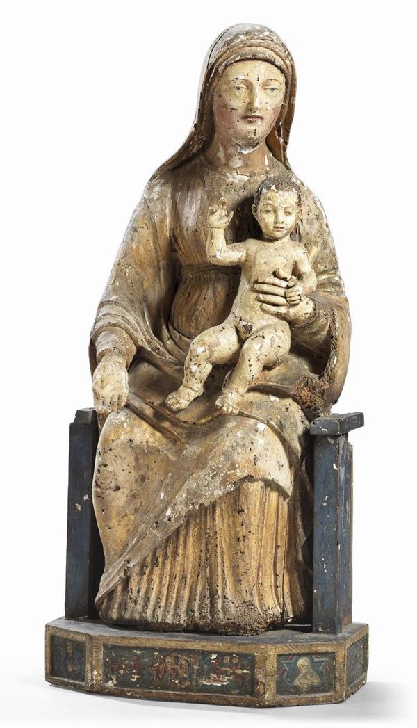 Scuola Italia centrale del XVI secolo - Madonna in trono col Bambino