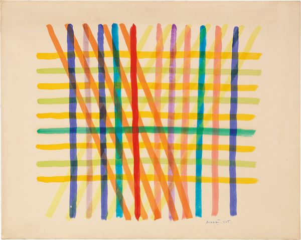 Piero Dorazio : Senza titolo  (1965)  - Acrilico su carta applicata su tela - Asta Arte Moderna e Contemporanea - I - Casa d'aste Farsettiarte