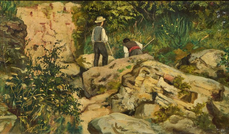 Paesaggio con contadini
