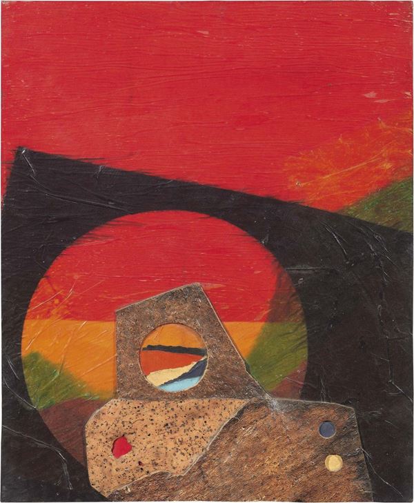 Roberto Crippa : Soleil  (1970)  - Collage e sughero su tavola - Auction CONTEMPORARY ART AND PRINTS - Casa d'aste Farsettiarte
