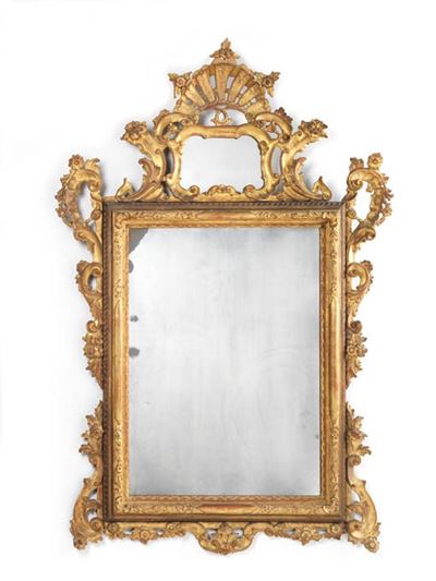 Specchiera in Legno Intagliato e Dorato