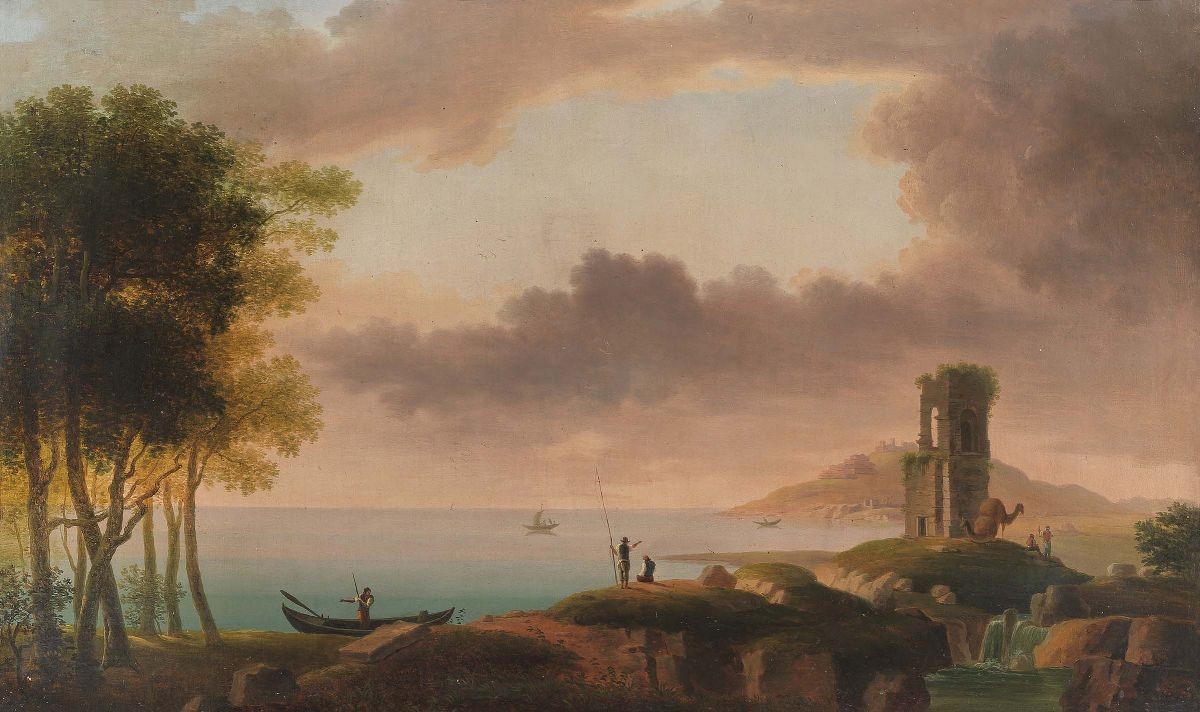 Ignoto del XIX Secolo - «paesaggio Orientale con Rovine e Cammelli» e «paesaggio Orientale con Sc...