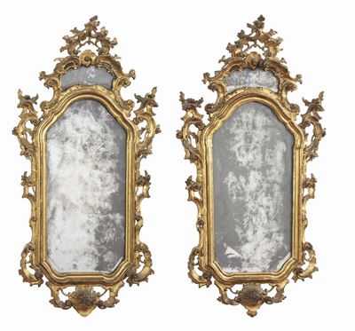 Coppia di Specchiere in Legno Dorato