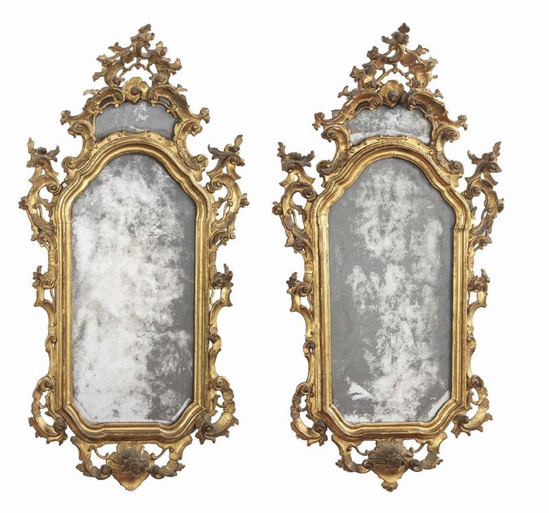 Coppia di Specchiere in Legno Dorato