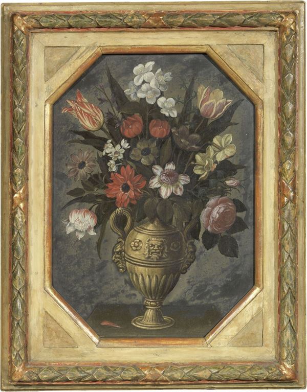 Giacomo Recco : Vaso di fiori  - Olio su pietra - Auction IMPORTANT OLD MASTERS PAINTINGS - I - Casa d'aste Farsettiarte