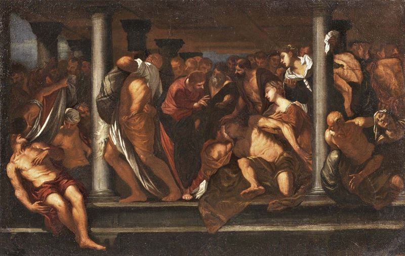 Scuola Veneta del XVII Secolo - Cristo Risana il Paralitico (la Piscina Probatica)