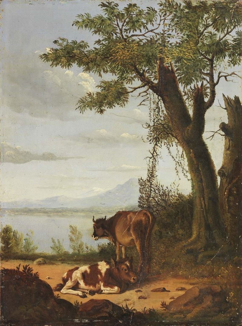 Seguace di Paulus Potter - Paesaggio con Armenti