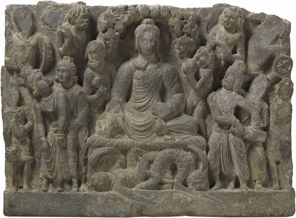 Grande altorilievo raffigurante «Scene della vita di Buddha»