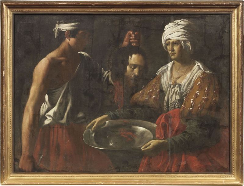 Scuola Caravaggesca del XVII Secolo - Il Carnefice Consegna la Testa del Battista a Salomè