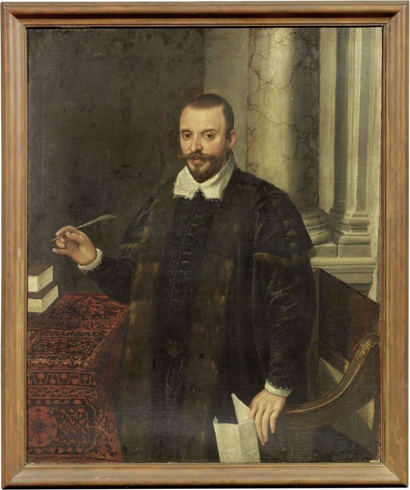 Francesco Bassano il Giovane (attr. A) - Ritratto di Gentiluomo che Scrive una Lettera