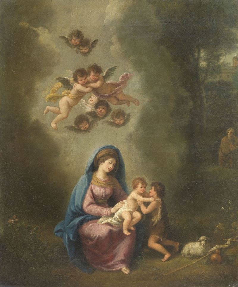 Francesco Zuccarelli - Madonna Col Bambino, San Giovannino, Cherubini e Santo