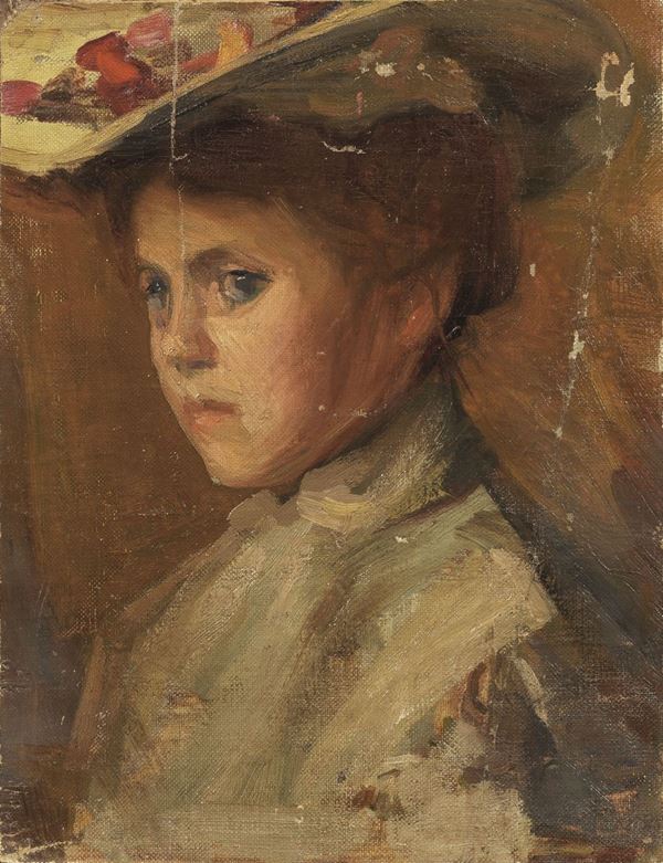 Ignoto del XIX secolo - Fanciulla con cappello